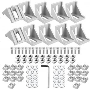 10 Pièces Equerre Profile 40X40,Profilés Aluminium,Equerre Fixation Joint À Angle Droit 90°,Equerre Fixation Avec Vis Écrou Rondelles Plates Et Clé,Pour Profilé À Rainure Corniere Raccord Aluminiu - Neuf