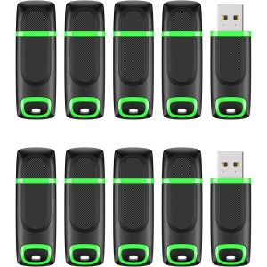 CMJAAGUR-Clé Usb 2.0 64Go Rapide, Lot De 10 Usb 2.0 Flash Drive Stockage 64Go Mémoire Stick Pendrive 64 Giga Pas Cher Compatible Avec Ordinateur (Vert, 64Gb)[M1991] - Neuf