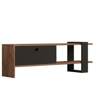 Meuble TV en bois "Ova" - 120 x 25 x 36 cm - Ch&ecirc;neAnthracite - Neuf