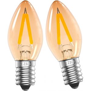 E14 Led Veilleuse Ampoule 1W, C7 Vintage Ambre Super Chaud Blanc 2200K, Ses Petite Edison Spirale Bougie Ampoule, Lampe Au Sel Pour Lampe De Table De Chambre À Coucher, Non Dimmabl[AMP743160] - Neuf