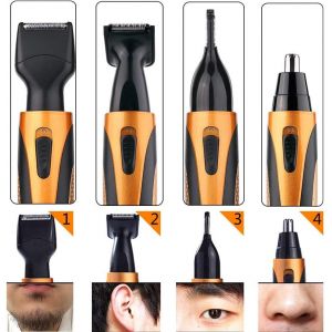 Tondeuse Nez-Oreilles 14 X 3 X 3 Cm, 4 En 1, Rechargeable Et Étanche, Pour Barbe Et Visage, Pour Hommes - Neuf