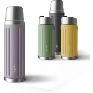 Gjfty-Eppigrand Gourde Isotherme 750ml - Bouteille Isotherme Inox, Étanche, Sans Bpa, Avec Gobelet À Double Paroi (Dusty Violet, 750 Ml) - Neuf