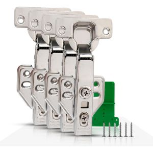 charni&egrave;res pour portes de cuisine 110&deg; fermeture douce hydraulique + 24 vis + plaque de montage - Neuf