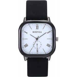 Eryi-Montre Bracelet Quartz Cadran Numerique -Montre Carrée-Afficahge Analogique -Bracelet En Cuir Pu Calendrier Bracelet Montre-Noir/Kaki/Marron Clair/Brun - Neuf