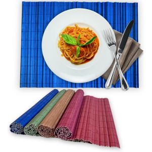 ERYI-Tapis De Table En Bambou Lavable ¿ Lot De 4 Sets De Table Rectangulaires (30 X 43 Cm) ¿ Tapis En Bambou Résistant À La Chaleur Tressé À La Main Pour Table À Manger - Neuf
