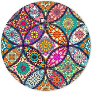 WQD-Tapis de Souris Rond, Tapis Souris pour Ordinateur PC Bureau Portable, Étanche Surface Lisse, Base Antidérapante en Caoutchouc, avec Bord Cousu, Mandala - Neuf