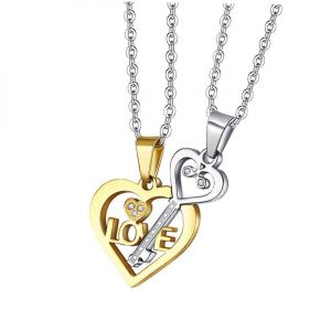 1pcs Collier Avec Coeur Pendentif Trousseau, Réglable À Longue Chaîne, Élégant Et Pour Les Fiançailles, Cadeau Spécial - Neuf