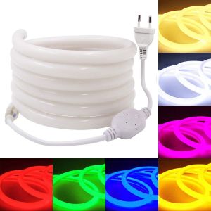 5M Ruban De N&eacute;on Ronde, Luminescent &Agrave; 360&deg; - Rouge, Bande Led 2835 Smd 120 Leds/M, &Eacute;clairage Lumineux Sans Points De Lumi&egrave;re, 220V 230V Strip, Ip65 &Eacute;tanche, Diy D&eacute;coration[RUB9223314] - Neuf