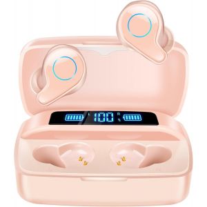 KALANKA-&Eacute;couteurs sans Fil, Bluetooth 5.0 Intra Ecouteur 156H Playtime St&eacute;r&eacute;o Oreillette avec Mic, IPX7 &Eacute;tanche Charge Rapide Casque avec USB-C LCD &Eacute;tui de Chargement pour iPhone Samsung Android - Neuf