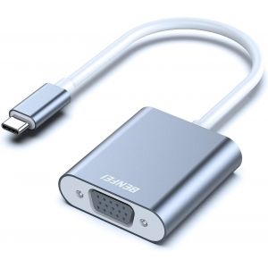 LORANKA-Adaptateur USB C vers VGA, Thunderbolt 3/4 vers VGA M&acirc;le vers Femelle, Compatible avec MacBook Pro/Air, iPhone 15 Plus Pro Max, Version en Aluminium - Neuf