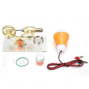 Moteur Stirling a air chaud miniature, moteur a vapeur, jouet de laboratoire de physique, modele d'enseignement, or - Neuf