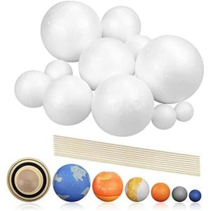 KAAQL-Kopinm Kit De Projet De Système Solaire,Planet Model Crafts 14 Boules De Sphères En Polystyrène De Taille Mixte Pour Les Projets Scientifiques Scolaires - Neuf