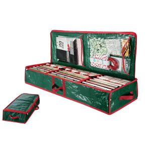 Sac de rangement pour papier cadeau de No&euml;l avec poign&eacute;es et fermeture &eacute;clair, id&eacute;al pour ranger sous le lit. - Neuf