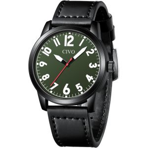 Eryi-Montre Homme Simple Classique Avec Gros Chiffres Design Étanche Analogique Quartz Caoutchouc Cuir Nylon Cadeau Homme - Neuf