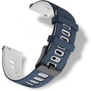 Bracelet Silicone Pour Largeur Pattes De Montre 20mm, Doux Et Confortable, Étanche, Bracelet De Remplacement Sport Pour Hommes Femmes - Bleu Blanc - Neuf