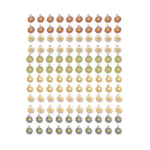 Fleur color&eacute;e ornement Marguerite bleuet breloques alliage &eacute;mail clair plaqu&eacute; or liens connecteurs pour - Neuf