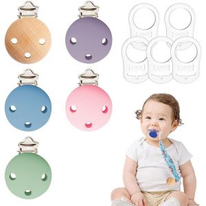 Attache Tetine,10 Pcs Clip Attache Tetine,Pince Attache Tetine,Silicone Bouton Anneau,Adaptateur De Sucette,Anneau En Silicone Adaptateur,Accessoires - Neuf