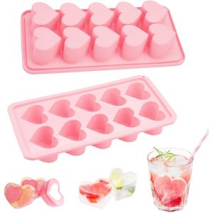 Kal-2 Pièces Bac À Glaçons En Forme De C?ur, Moule Glacon Coeur En Silicone, Facile A Demouler, Reutilisable, Bac À Glacon Silicone Sans Bpa Pour Whisky, Cocktail, Jus De Fruits, Boisson, Glaces, Cho - Neuf