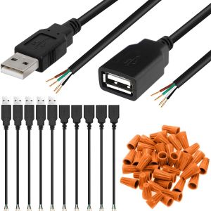 Câble USB,USB 2.0 Type A Femelle Mâle vers 4 Broches DIY Cordon de Charge de Données de Fil Ouvert,Remplacer DIP USB pour Arduino,Alimentation USB DIY,5 Paires - Neuf