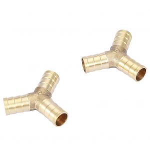 Tuyau en laiton Y 3 voies Connecteur barbelé Raccord de raccord Air Eau Gaz OD (12mm,2pcs) - Neuf