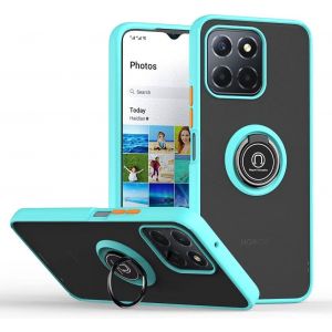 Kal-Coque Pour Honor X6b (6.56"" Inches), Etui De Téléphone Portable En Silicone Transparent Mat Avec Support De Bague - Bleu Ciel - Neuf