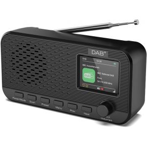 Radio Dab Avec Bluetooth,Radio Numérique Fm Rechargeable,À Piles,Radio Portable Dab+,Radio De Cuisine Avec 80 Préréglages,Écran Couleur De 2,4 "",Double Réveil,Minuterie De Veille - Neuf