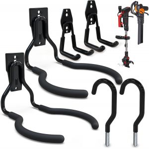 Crochet Mural Garage 10PC, Rangement Garage,Crochet Mural en Acier Avec 3 Soudures au Lieu de 2 Plus Fortes pour &Ecirc;chelle,V&eacute;los,Tuyaux,Outils &eacute;lectriques(Noir) - Neuf