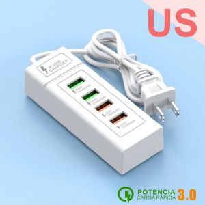 Chargeur Usb 4 Ports,Multiprise Pd Type C,Charge Rapide,Chargeur Mural Pour Iphone Samsung Xiaomi,Prise Eu/Us/Uk,Adaptateur D'alimentation Pour Téléphone--4usb White Us - Neuf