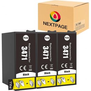 Lot de 3 cartouches d'encre de rechange 34XL compatibles avec les imprimantes Workforce Pro WF-3720DWF WF-3725DWF WF-3720 WF-3725 WF3720 WF3725 WF3725 WF3725 Noir - Neuf