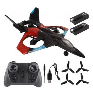 Avion Telecommande Avec Lampe Led 2,4 Ghz, Planeur Telecommande Pour Garcons Et Filles, Cadeau D'anniversaire, Rouge, Double Batterie - Neuf