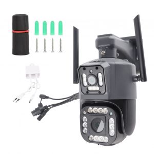 Camera binoculaire WiFi 2MP, zoom grand angle, suivi automatique, carte TF, alarme precise, surveillance a distance, prise UE - Neuf