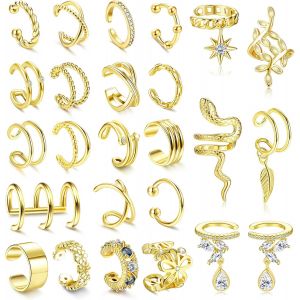 20 Pcs Manchettes D'oreille Réglables Non Piercing Faux Cartilage Boucles D'oreilles Manchette Feuille Fleur Serpent Manchette Boucles D'oreilles Ensemble Pour Femmes.[X420] - Neuf