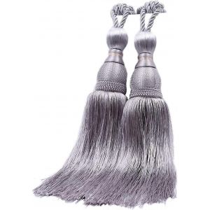 1 paire de glands rideau embrasses maison fenêtre décorative draperie boule glands corde retenues (argent) - Neuf