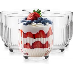 Mevronisshop-Lot De 6 Coupes &Agrave; Glace En Verre Transparent Coupes &Agrave; Dessert Cannel&eacute;es 290 Ml - Neuf