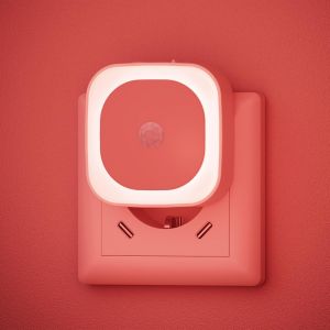 Trahoo-2 Pcs Veilleuse Prise Électrique Avec Détecteur De Mouvement, 3 Modes De Capteur, Luminosité Réglable, Pour Les Enfants, Salle De Bains, Chambre À Coucher, Couloir, Cuisine, Rouge - Neuf