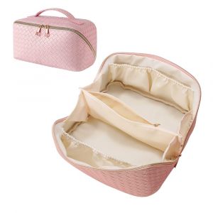 Trousse de toilette de voyage avec compartiments pour pinceaux et s&eacute;parateurs pour maquillage et articles de toilette - Neuf