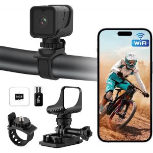 MEVRONISSHOP-Dashcam Moto,Version Am&eacute;lior&eacute;e WiFi Camera Sport &Eacute;tanch&eacute;it&eacute; Ip66,1080phd&120&deg;Grand Angle Camera Moto,Calibrage Automatique du Niveau Cameras Casque Velo,Connexion Pratique Large Applicat - Neuf