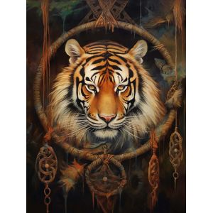 Ayuhr-Diy Attrape Rêve Tigre Diamond Painting Accessoires, Animal 5d Broderie Diamant Kit Complet Point De Croix Strass Diamant Painting, Peinture Diamant Craft Home Artisanat Murale Décor 30x40cm - Neuf