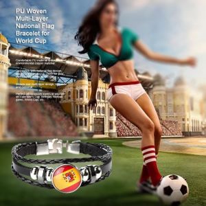 Bracelet Tresse Multicouche En Pu Avec Drapeau National Pour La Coupe Du Monde (Espagne) - Neuf