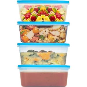 Lot De 4 Boîtes Alimentaires Hermétiques Avec Couvercles À Clipser,Passent Au Lave-Vaisselle,Au Micro-Ondes Et Au Congélateur,3 L,Sans Bpa - Neuf