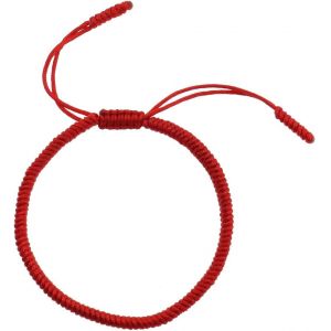 Kal-Bracelet Tressé Rouge Fait À La Main - Bracelet En Corde Étanche Réglable De 16,5 À 25 Cm - Cordon De Poignet Bouddhiste Pour Homme Et Femme - Bijoux Faits À La Main - Accessoires De Fête - Neuf