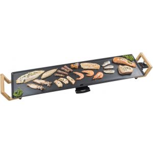 KALANKA-Plancha électrique, Barbecue electrique XXL avec revêtement anti-adhésif, Gril de table pouvant jusqu'à 8 personnes,Surface de cuisson extra longue, Asia Lounge, Couleur: noir - Neuf