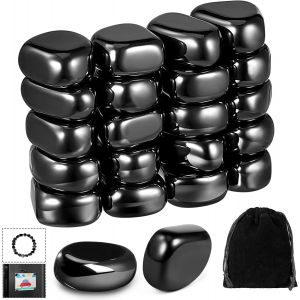 JEXNOVASHOP-20 Pi&egrave;ces Aimants en H&eacute;matite Noirs, Pierres Magn&eacute;tiques Naturelles Irr&eacute;guli&egrave;res, Pierres Magn&eacute;tiques de Jeu avec Corde, Aimant D&eacute;coratif pour Famille Bureau F&ecirc;te R&eacute;frig&eacute;rateur - Neuf