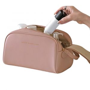 Trousse de toilette de voyage &agrave; double fermeture &eacute;clair pour maquillage - Rose - Neuf