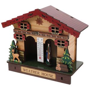 SUBZONAL-Station M&eacute;t&eacute;orologique Mural Barom&egrave;tre Hygrom&egrave;tre Thermom&egrave;tre Analogique pour Int&eacute;rieur, Bois Naturel, Indicateur Temp&eacute;rature et Humidit&eacute;, Mesure Climat Maison, Sauna, Garage, - Neuf