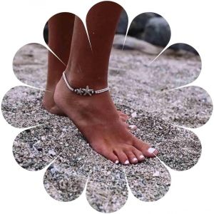 Bracelet De Cheville Boho Étoile De Mer Fait Main Bracelet De Cheville En Corde Tressée Superposé Réglable De Cheville En Perles Été Plage Chaîne De Pied Bijoux Pour Femmes Et Filles - Neuf