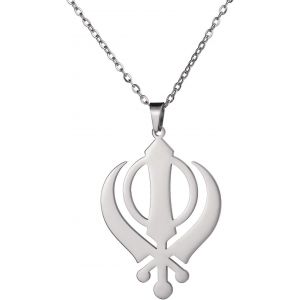 Trahoo-Khanda Sikh Épée Symbole Collier Sikh Kara Disque Pendentif Sikhisme Symbole Religieux Sikh Khanda Bijoux Punjabi Épée Protection Amulette Femmes Hommes - Neuf