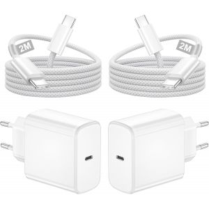 LORANKA-2Pack Chargeur USB C 45W pour Samsung Galaxy S25/S24+/S24 Ultra/S23+/S22/Note20/A56/A55/Z Fold7 6, Chargeur Type C Charge Rapide Adaptateur Prise Secteur USB C avec Cable UsB C 2M pour iPhone - Neuf