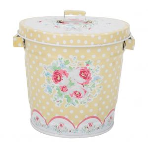 Petit seau de rangement circulaire en fer blanc pour cadeaux sur table, boite a bonbons (pointe jaune) - Neuf