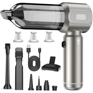 Aspirateur À Main, Aspirateur Voiture Puissant Sans Fil Avec Moteur Sans Balai 21000Pa, 4 En 1, 3 Vitesses, Mini Aspirateur Sans Fil Avec Filtre Hepa Pour La Voiture, La Maison, Le Bureau - Neuf